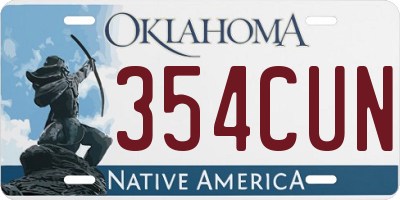 OK license plate 354CUN