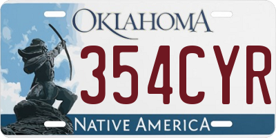 OK license plate 354CYR