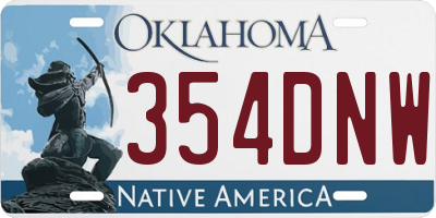 OK license plate 354DNW