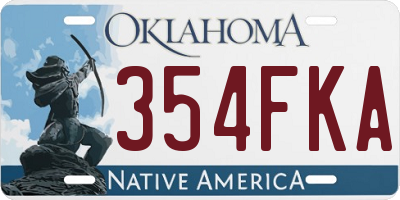 OK license plate 354FKA