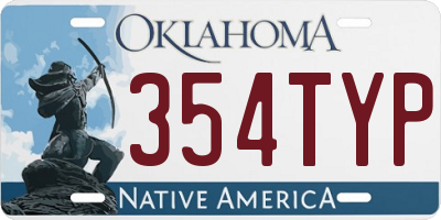 OK license plate 354TYP