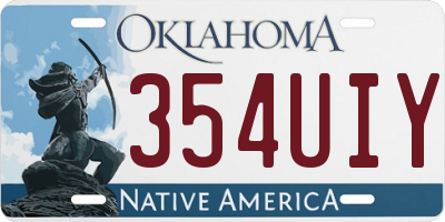 OK license plate 354UIY