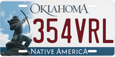OK license plate 354VRL