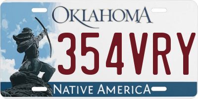 OK license plate 354VRY
