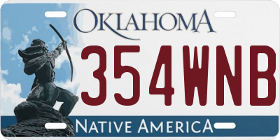OK license plate 354WNB
