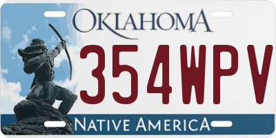 OK license plate 354WPV