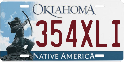 OK license plate 354XLI