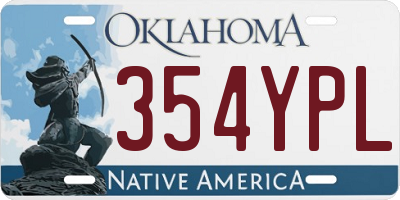 OK license plate 354YPL