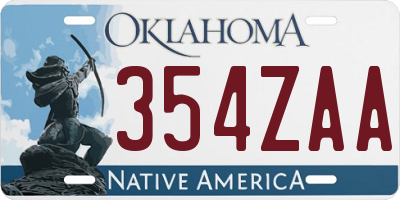 OK license plate 354ZAA