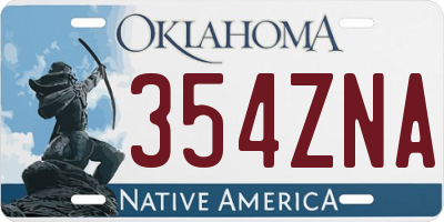 OK license plate 354ZNA