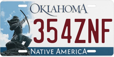 OK license plate 354ZNF