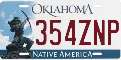 OK license plate 354ZNP