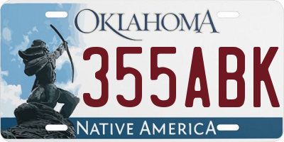 OK license plate 355ABK