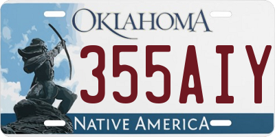 OK license plate 355AIY