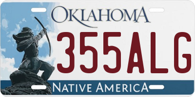 OK license plate 355ALG