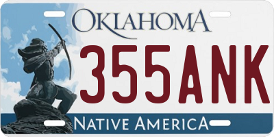 OK license plate 355ANK