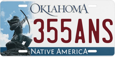 OK license plate 355ANS