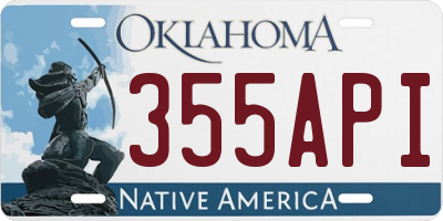 OK license plate 355API