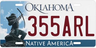 OK license plate 355ARL