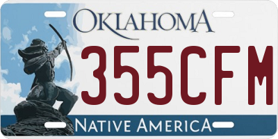 OK license plate 355CFM