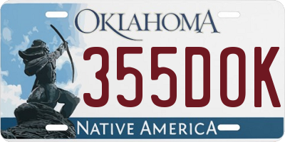 OK license plate 355DOK