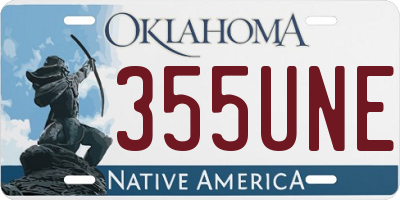 OK license plate 355UNE