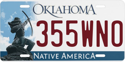 OK license plate 355WNO