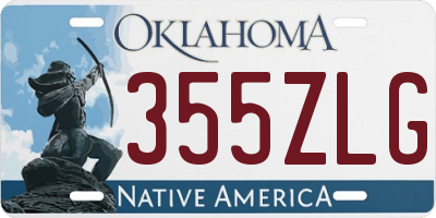 OK license plate 355ZLG