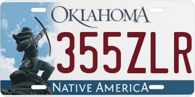 OK license plate 355ZLR