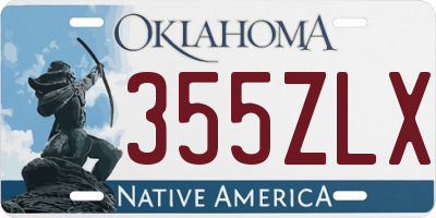 OK license plate 355ZLX