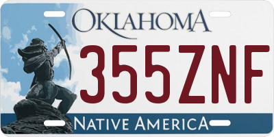 OK license plate 355ZNF