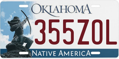 OK license plate 355ZOL