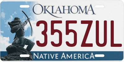 OK license plate 355ZUL