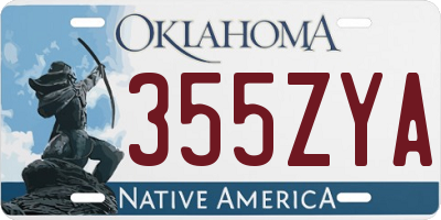 OK license plate 355ZYA