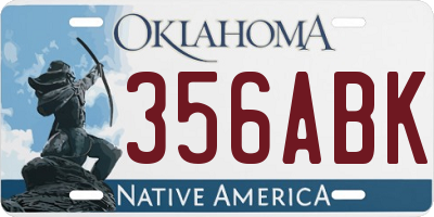 OK license plate 356ABK