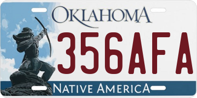 OK license plate 356AFA