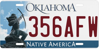 OK license plate 356AFW