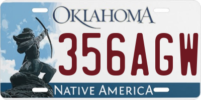 OK license plate 356AGW