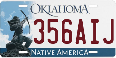 OK license plate 356AIJ