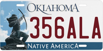 OK license plate 356ALA