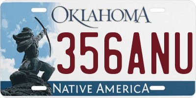 OK license plate 356ANU