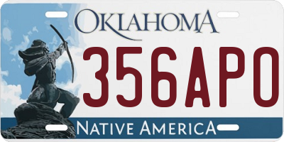 OK license plate 356APO