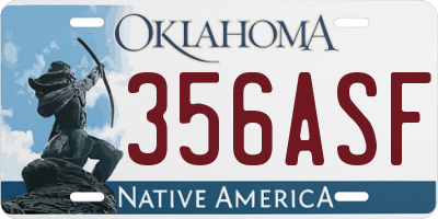 OK license plate 356ASF