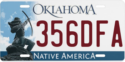 OK license plate 356DFA