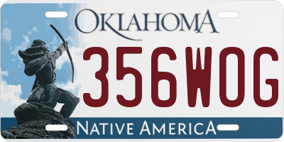 OK license plate 356WOG