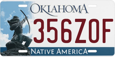OK license plate 356ZOF