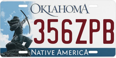 OK license plate 356ZPB
