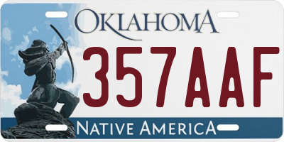 OK license plate 357AAF
