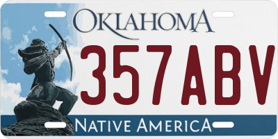 OK license plate 357ABV
