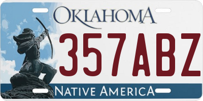 OK license plate 357ABZ